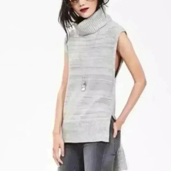 Banana Republic Womens Sleeveless Cowl Neck Sweater Size M Gray Knit Pullover - Picture 1 of 9